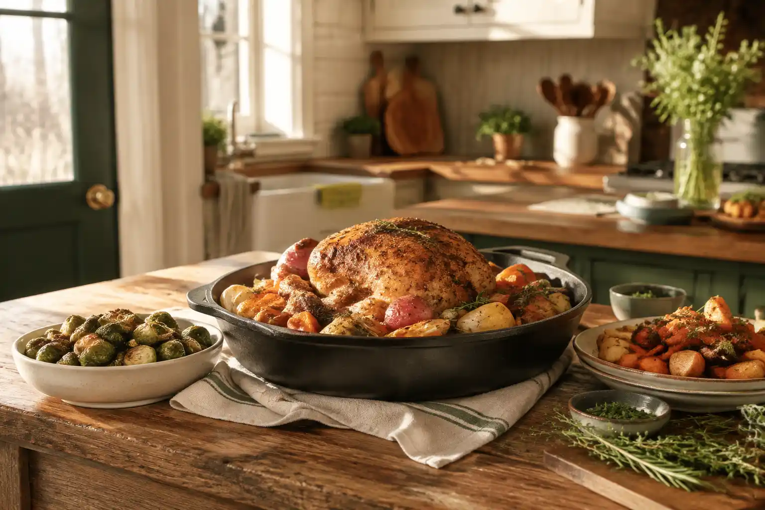 Comforting homemade dinner in a warm American kitchen