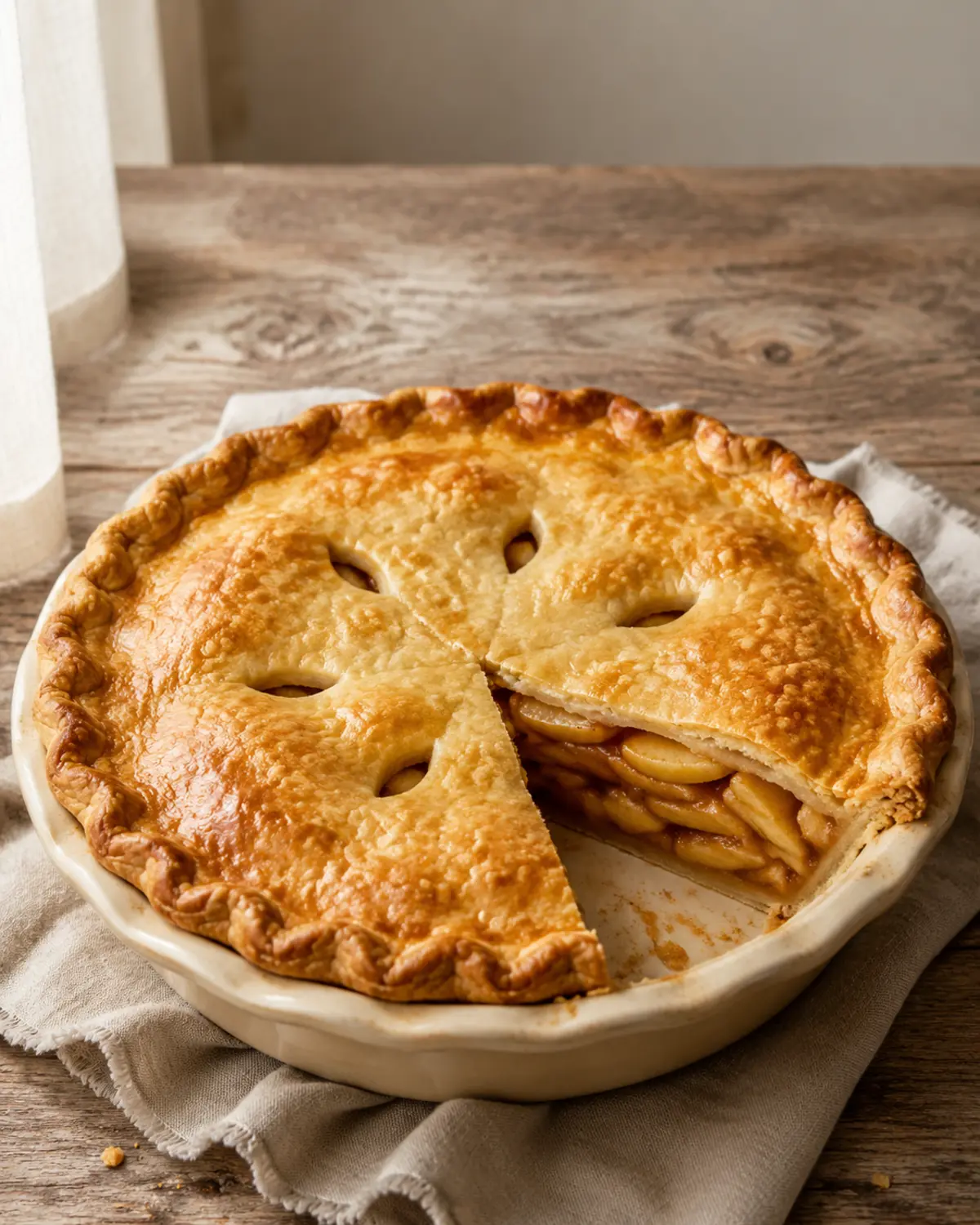 Easy homemade apple pie with flaky golden crust