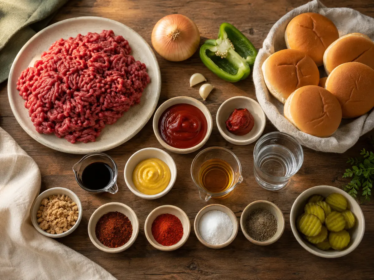 Ingredients for homemade Sloppy Joes